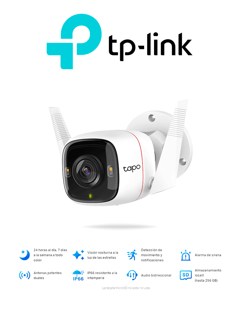 TP-LINK TAPO C320WS - Cámara IP WiFi tipo Bullet de 4 MP para Exterior con resolución de 2K visión nocturna WiFi 2.4 GHz notificaciones push ranura para Micro SD y compatible con Google Assistant y Alexa. #DL79