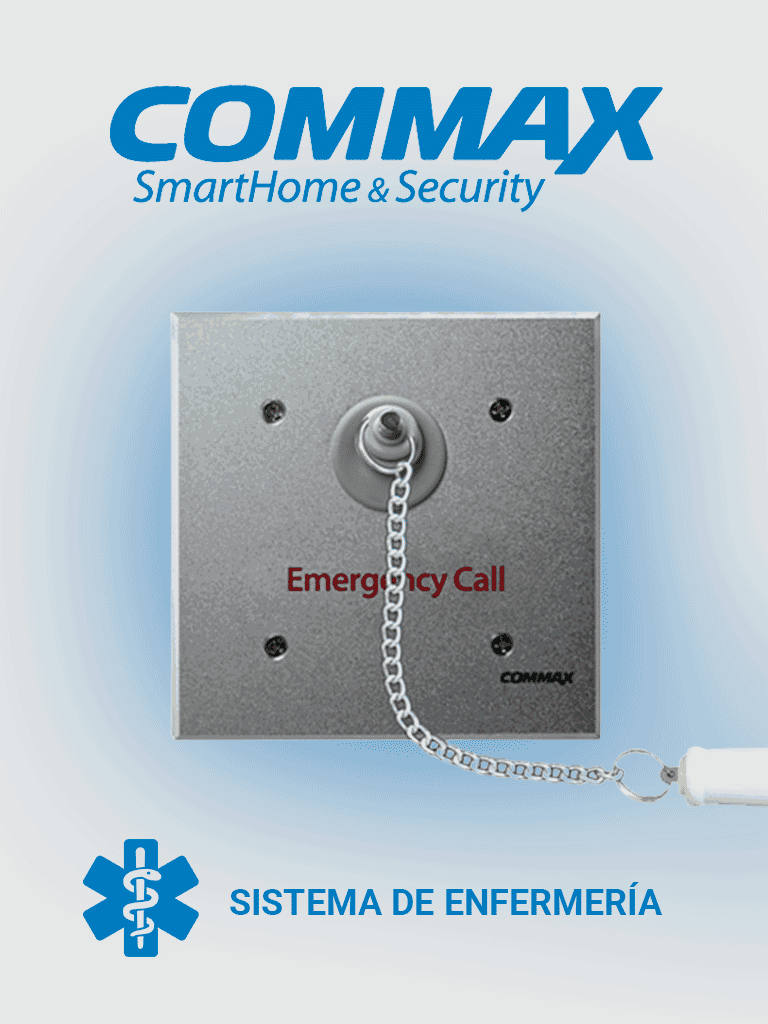 COMMAX ES420 - Botón de emergencia con cadena para sistema de llamado de enfermería / Uso en regaderas  con protección contra agua / Conexión con JNS4CS a 2 hilos / Activa luz de corredor