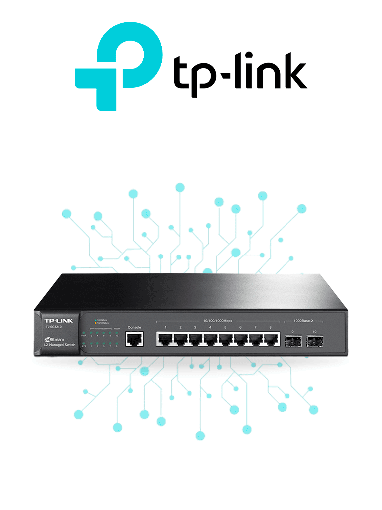 TP-LINK SG3210 - Switch JetStream SDN Administrable 8 puertos 10/100/1000 Mbps + 2 puertos SFP administración centralizada OMADA SDN
