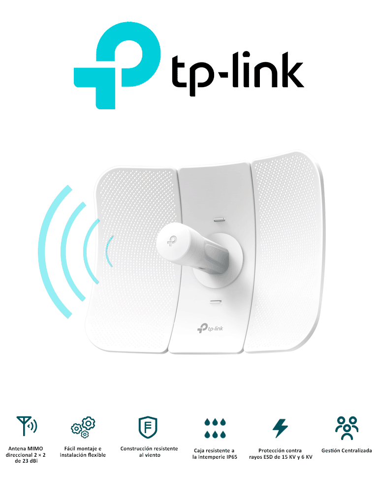 TP-LINK CPE710 - CPE de Exterior 5GHz AC 867Mbps 23dBi de alta ganancia MIMO 2×2 ideal para aplicaciones de larga distancia Pharos Control para adminstración centralizada y modos de operación: AP Cliente Repetidor AP Router/ AP Cliente Router (