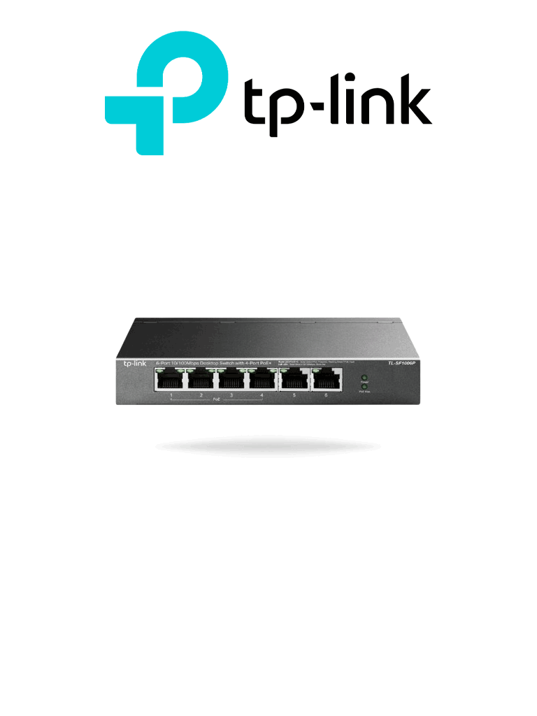 TP-LINK TL-SF1006P - Switch PoE no administrable con 6 puertos Fast Ethernet incluyendo 4 puertos PoE AF y AT. Suministro PoE hasta 67W y modo extendido para conexiones de hasta 250m.