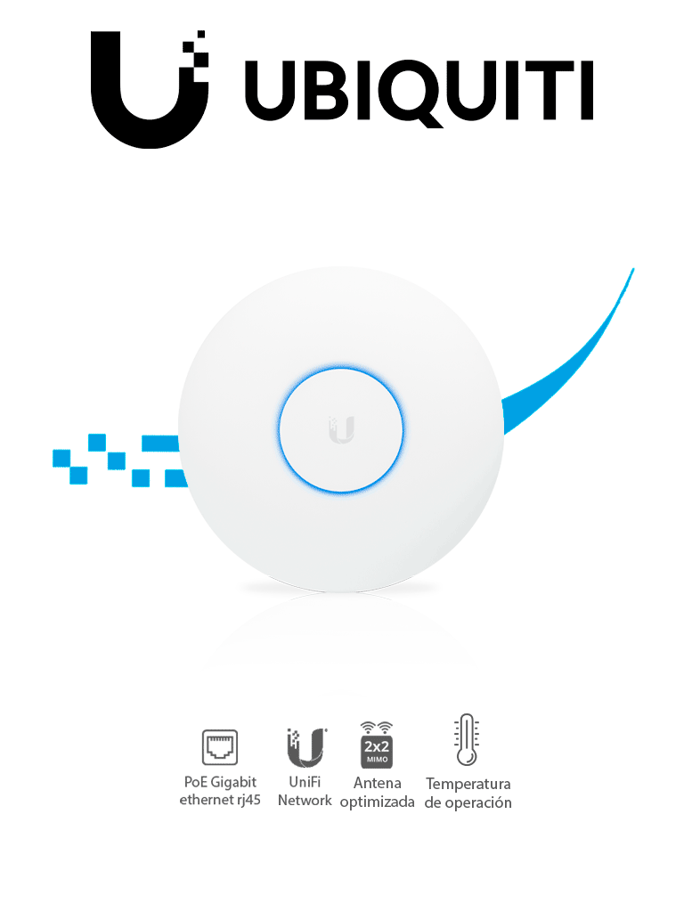 UBIQUITI UAP-AC-LR - UniFi AC: Access Point de largo alcance para interiores con doble banda 802.11ac MIMO 2x2 potencia de 24 dBm hasta 1317 Mbps. Incluye Inyector PoE