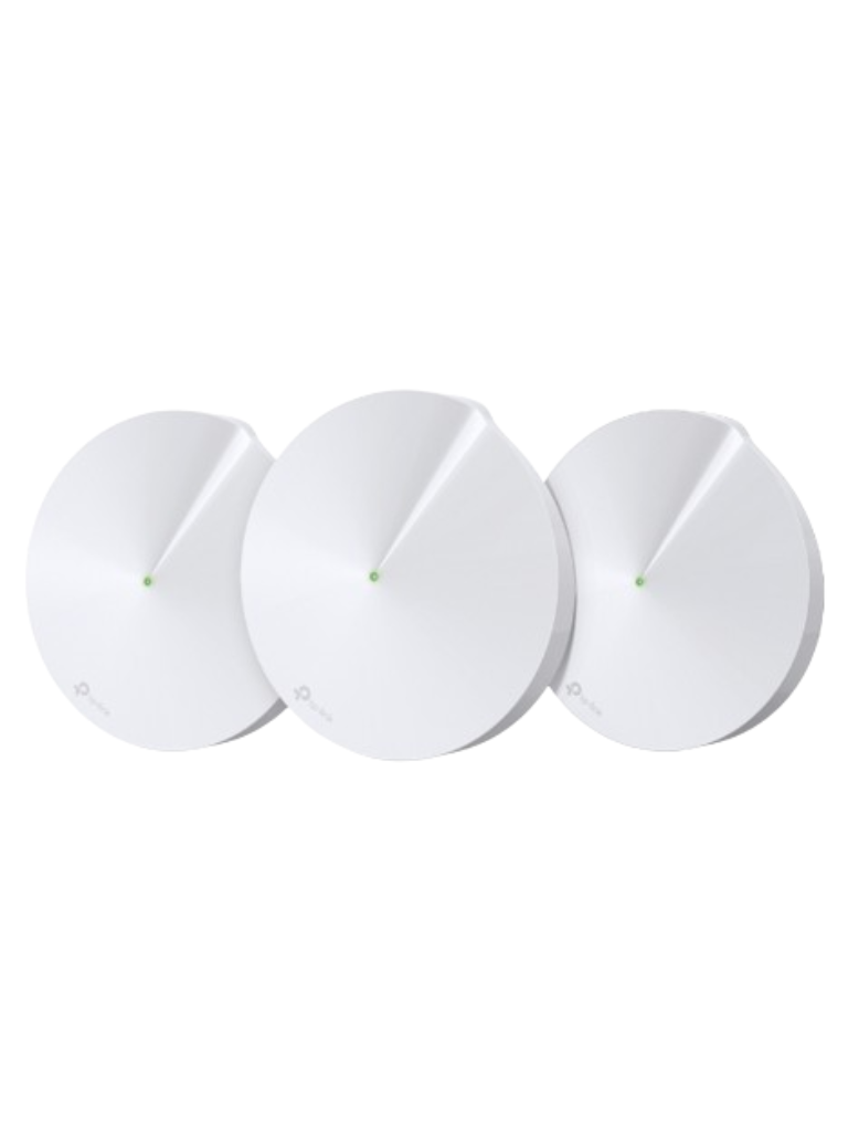 TP-LINK DECO M5 (3-Pack)- Kit de 3 routers MESH para hogar de doble banda Wi-Fi 5 AC1300 Mbps con 2 puertos Gigabit WAN/LAN 4 antenas internas administración mediante la app Deco (iOS Android) y protección HomeCare.
