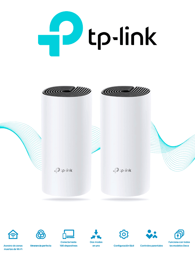TP-LINK DECO M4 (2-Pack) - Kit de 2 routers inalámbricos MESH para interior y hogar de doble banda Wi-Fi 5 AC1200 Mbps con 2 puertos Gigabit WAN/LAN 2 antenas internas y administración mediante la app Deco (iOS Android). (2 piezas) #TP9