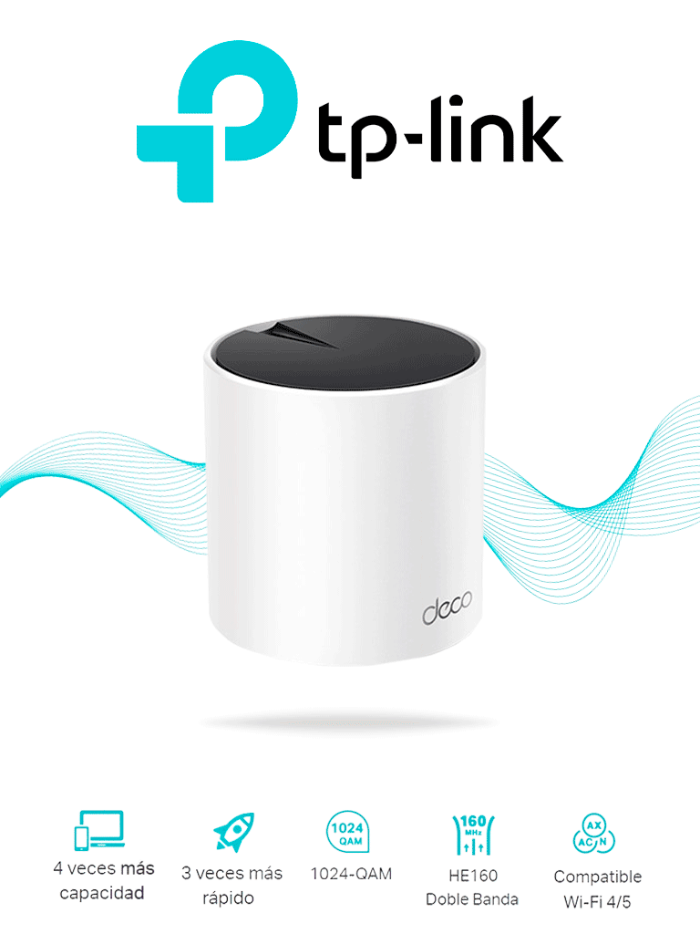TP-LINK DECO X55 (1-Pack) - Router MESH para hogar de doble banda Wi-Fi 6 AX3000 Mbps con 3 puertos Gigabit WAN/LAN 2 antenas internas administración en la app Deco (iOS Android) y protección HomeShield. #MARTPL1 #TPLM1