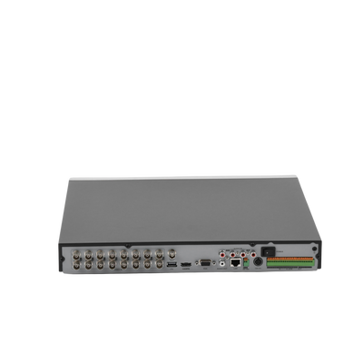 DVR  16 Canales 4K TURBOHD + 16 Canales IP / 8 Megapixel/ Audio por Coaxitron/ 2 Bahías de Disco Duro / 4 Canales de Audio / 16 Entradas de Alarma