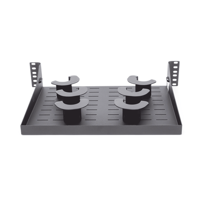 Charola Ventilada Para Administración de Cable en Racks o Gabinetes  con 6 Postes para Control de Holgura  de 19in  2 UR  Color Negro