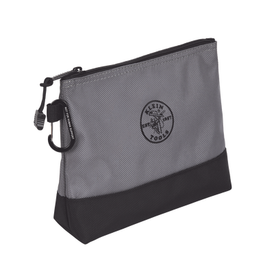 KIT 5 Bolsos Ultra Resistentes para Herramientas con Base y cierre Zipper Colores: gris claro amarillo naranja azul gris oscuro. Todos con Mosquetones de Aluminio.