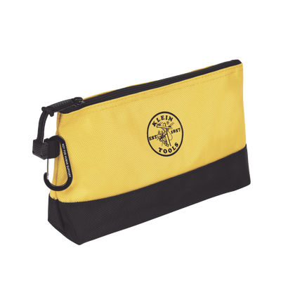 KIT 5 Bolsos Ultra Resistentes para Herramientas con Base y cierre Zipper Colores: gris claro amarillo naranja azul gris oscuro. Todos con Mosquetones de Aluminio.