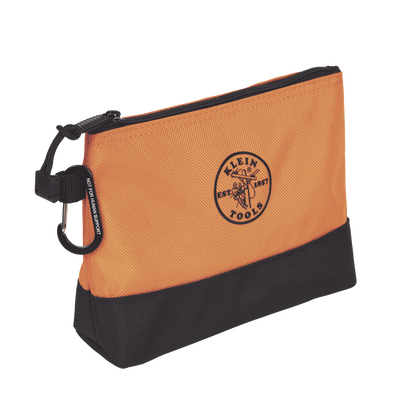 KIT 5 Bolsos Ultra Resistentes para Herramientas con Base y cierre Zipper Colores: gris claro amarillo naranja azul gris oscuro. Todos con Mosquetones de Aluminio.