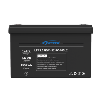 Batería de Litio LiFePO4 Ciclo Profundo 12.8Vcc 120 Ah 1.53Kwh para Exterior Libre de Mantenimiento