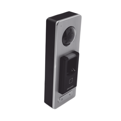 2 EN 1 / Lector Biométrico IP65 con Función de Videoportero y lector QR Incluida/ Llamada a APP de Smartphone Hik-Connect P2P (No requiere monitor) / Soporta Tarjetas - Huellas - Códigos QR / Cámara 2 MP Compatible con DVRs y