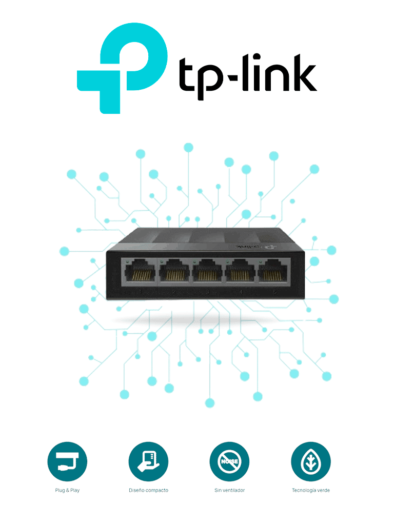 TP-LINK LS1005G - Switch para escritorio 5 puertos 10/100/1000Mbps.