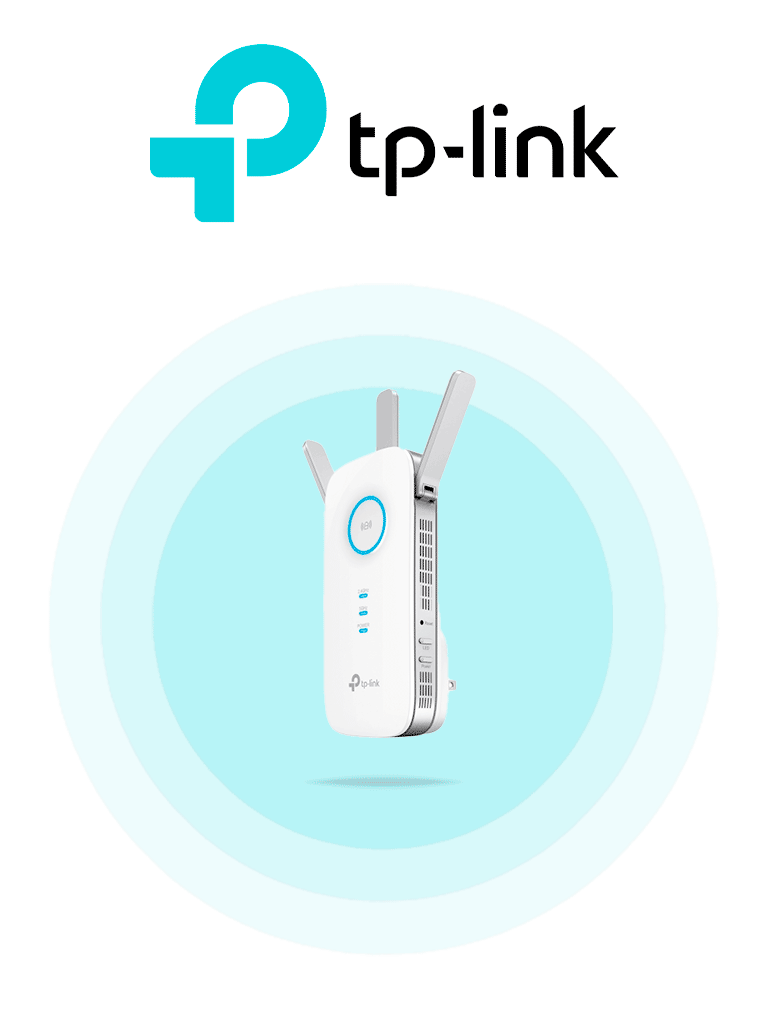 TP-LINK RE450 - Repetidor de señal WiFi AC1750 de doble banda 2.4GHz (450Mbps) y 5GHz (1300Mbps) con indicador inteligente de señal modo punto de acceso 3 antenas externas y 1 puerto Ethernet (RJ45) 10/100/1000Mbps.