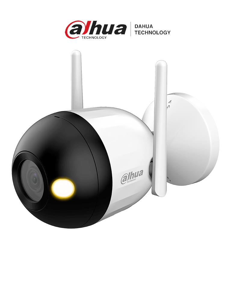 DAHUA F2C-LED - Cámara IP Bullet Wifi de 2 Megapíxeles/ Full Color/ Microfono Integrado/ 30 Mts de Luz Visible/ Ranura para MicroSD/ Lente 2.8mm/ IA con Detección de Humanos/ IP67/