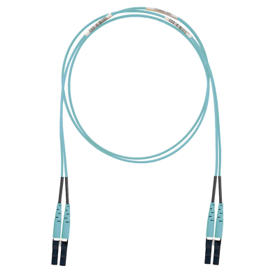 Jumper de Fibra Optica Multimodo 50/125 OM3 LC-LC Duplex LSZH (Cero Halógenos) Color Aqua 2 Metros
