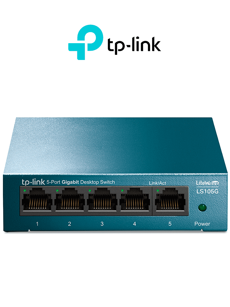 TP-LINK LS105G - Switch de escritorio Gigabit de 5 puertos 10/100/1000Mbps y carcasa metálica.