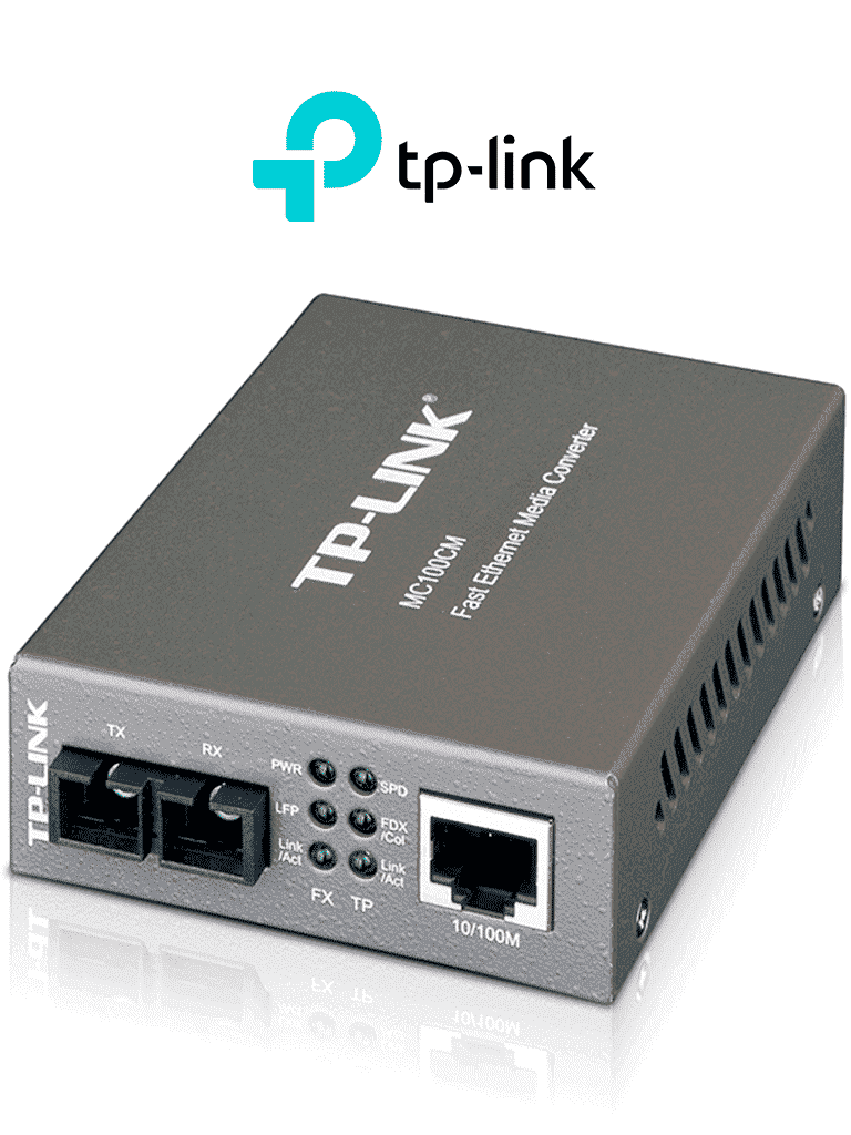 TP-LINK MC100CM - Convertidor de Fibra Óptica Multimodo con 1 puerto RJ45 10/100 Mbps y puerto de fibra óptica SC 100 Mbps. Alcance de hasta 2 km y función plug and play.