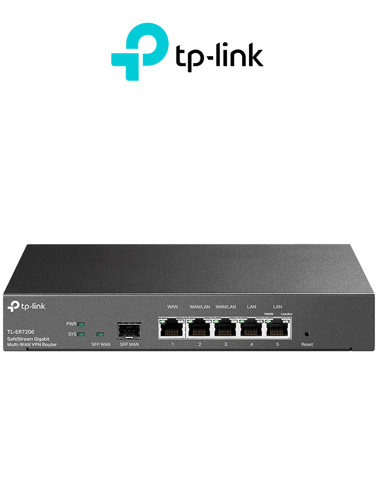 TP-LINK ER7206- Router Omada VPN SDN Multi-WAN Gigabit con 1 puerto WAN SFP y 1 puerto WAN RJ45 Gigabit 2 LAN RJ45 Gigabit y 2 configurables LAN/WAN. Hasta 150 000 sesiones concurrentes y administración centralizada Omada.