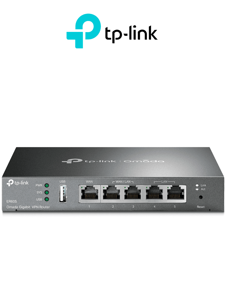 TP-LINK ER605 - Router Omada VPN SDN Multi-WAN Gigabit con 1 puerto WAN Gigabit 2 LAN Gigabit y 2 configurables LAN/WAN hasta 25 000 sesiones concurrentes con gestión centralizada Omada o stand-alone y 1 puerto USB 2.0.
