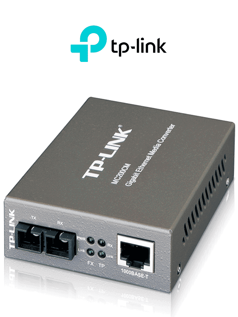 TP-LINK MC200CM - Convertidor de Fibra Óptica Multimodo con 1 puerto RJ45 10/100/1000 Mbps y puerto de fibra óptica SC 1000 Mbps. Alcance de hasta 550 metros. Plug and play.