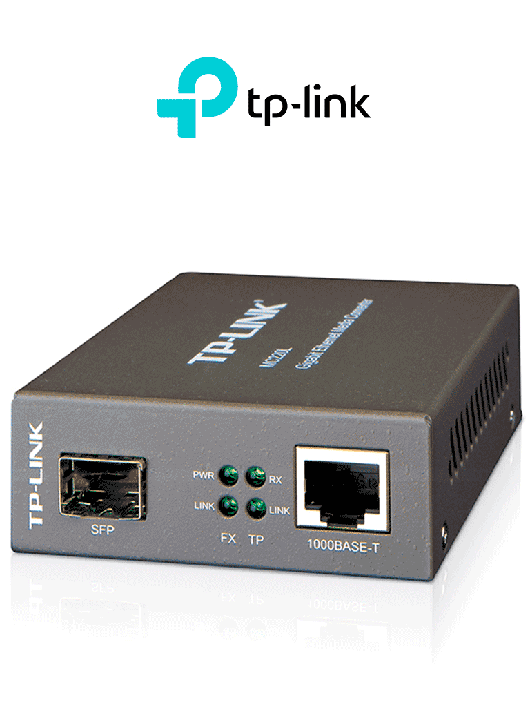 TP-LINK MC220L - Convertidor de Fibra Óptica Monomodo o Multimodo con 1 puerto SFP 1000 Mbps y 1 puerto RJ45 10/100/1000 Mbps. Plug and play.