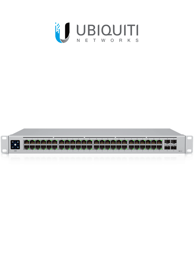 UBIQUITI USW-48 UniFi Switch Capa 2 de 48 puertos 10/100/1000 Mbps más 4 puertos 1G SFP con pantalla informativa.