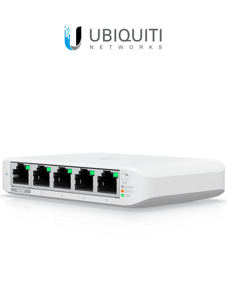 UBIQUITI USW-FLEX-MINI Switch UniFi Administrable Compacto de 5 Puertos 10/100/1000 Mbps entrada de PoE 802.3af/at