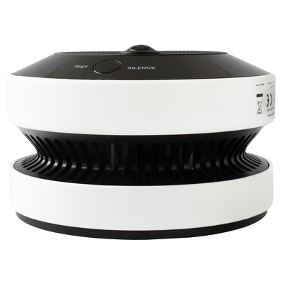 (HikFire) Mini Fisheye IP 4 Megapixel con Detector de Humo Puntual / Autónomo / Entrada y Salida de Alarma / 15 mts IR / PoE / WDR 120 dB / Alarma de 85 dB / MicroSD 128GB / Compatible con Hik-Connect