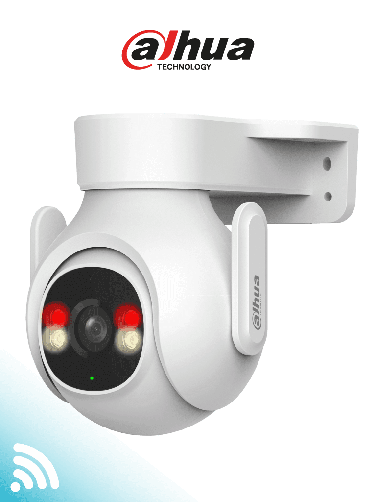 DAHUA DH-P5B-PV- Cámara IP PT WiFi de 5 Megapíxeles con audio bidireccional (micrófono y altavoz) sirena de 110dB WiFi 6 detección de personas y vehículos IP65 y ranura MicroSD.