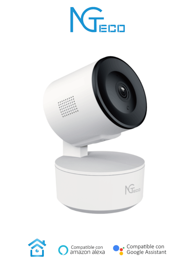 NGTECO NGC2301 - Cámara PT WiFi / 1080p / Distancia IR 5 metros / Detección de movimiento / Movimiento 355° horizontal 80° vertical / Almacenamiento Local y en la Nube / Control Remoto / Audio Bi-direccional / Funciona con Alexa #NG #ZK9 #MCI2