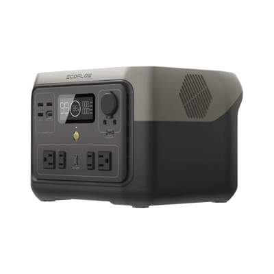 EcoFlow River 2 Max | Estación de Energía Portátil 512Wh Litio LFP / 4 AC 500 W (Max. 1000W) / 1 USB-C 100W / 3 USB -A 12W / Cargador de Coche 8A a 12 o 24V / Conectividad WiFi y Bluetooth (App) / Carga Solar 220W Max.