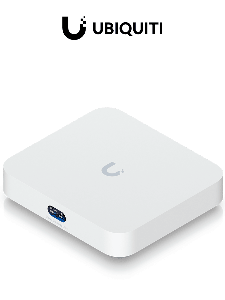 UBIQUITI UCG-ULTRA - UniFi Cloud Gateway Router multiWAN para balanceo/failover Integra UniFi Network para administrar hasta 30 dispositivos UniFi (1) puerto WAN 1/2.5 GbE y (4) puertos LAN GbE #CG