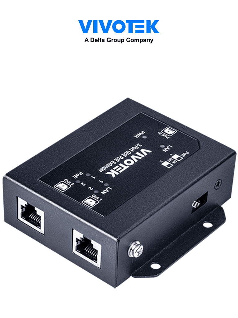 VIVOTEK AP-GXC-0200 - Extensor PoE de 2 puertos Gigabit Ethernet para interior con hasta 68W y hasta 300m en conexión escalada de 2 unidades compatible con NDAA.
