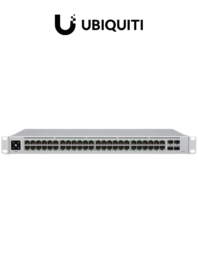 UBIQUITI USW-48 UniFi Switch Capa 2 de 48 puertos 10/100/1000 Mbps más 4 puertos 1G SFP con pantalla informativa.
