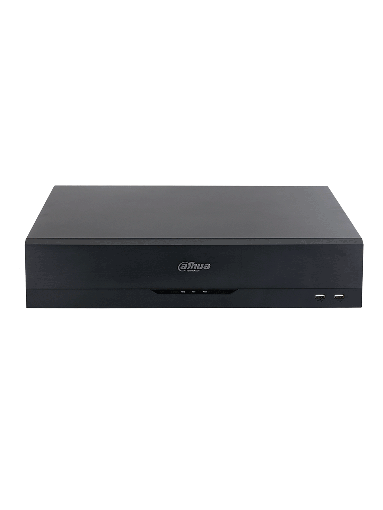 DAHUA DHI-NVR5832-16P-EI -NVR de 32 canales IP 4K con 16 puertos PoE y 8 puertos ePoE. Ofrece tecnología Acupick detección y reconocimiento facial SMD 8 bahías para discos duros y admite RAID 0/1/5/6/10 con un ancho de banda de 384 Mbps.