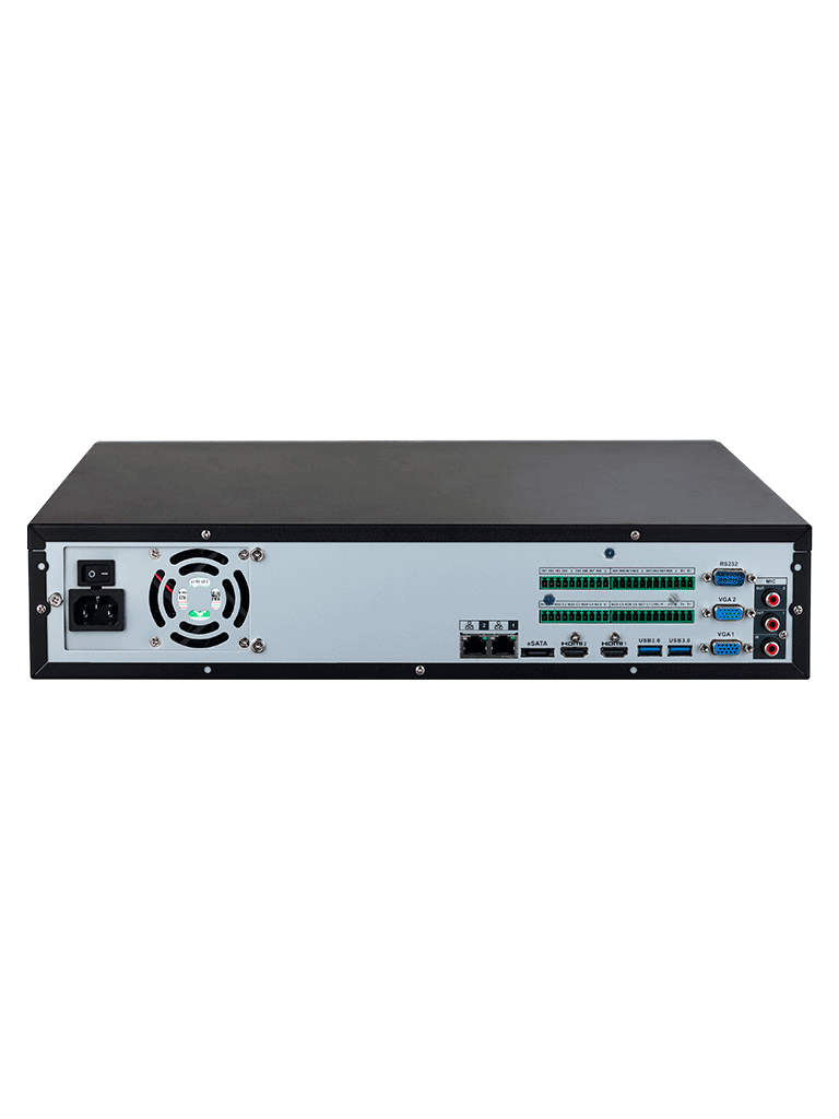 DAHUA DHI-NVR5864-EI - NVR 64 Canales IP 4K WizSense 2U 8 Bahías HDD H.265+ Hasta 384 Mbps 2 Canales de Reconocimiento Facial SMD Plus AcuPick Metadatos Soporte para Cámaras con IA ANPR y Conteo de Personas.
