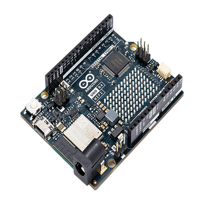 ARDUINO UNO REV4 WIFI Retrocompatible con la UNO R3 la Arduino UNO R4 WiFi incluye una matriz LED 12x8 para interfaz mejorada y destaca por su conectividad y mayor potencia de procesamiento