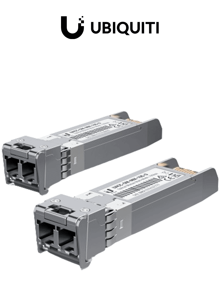 UBIQUITI UACC-OM-MM-10G-D-2 - Módulo UFiber SFP+ 10G con transceptor MiniGBIC multimodo de 10 Gbps alcance de conexión de 300m conectores LC. Paquete de 2 piezas.
