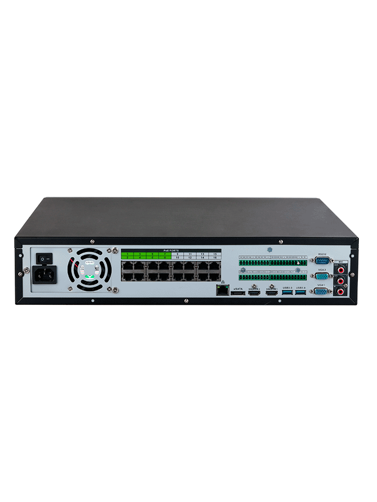 DAHUA DHI-NVR5864-16P-EI - NVR de 64 canales IP 4K con tecnología Acupick de 16 puertos PoE RAID 0/1/5/6/10 384 Mbps. IA avanzada: detección y reconocimiento de rostros protección perimetral SMD Plus en 8 canales.