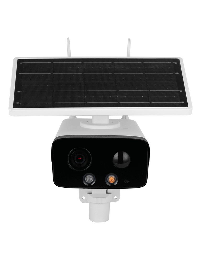 DAHUA DH-IPC-HFW2431DG-4G-SP-LA-B Cámara IP bullet 4G con panel solar y batería resolución 4MP. Disuasión activa IR hasta 50 m luz cálida 30 m. Incluye ranura para Micro SD audio bidireccional Starlight H.265 IP67. #IASMD #LoNuevo #XCDAHUA