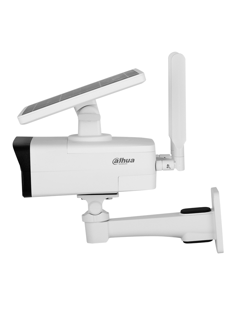 DAHUA DH-IPC-HFW2431DG-4G-SP-LA-B Cámara IP bullet 4G con panel solar y batería resolución 4MP. Disuasión activa IR hasta 50 m luz cálida 30 m. Incluye ranura para Micro SD audio bidireccional Starlight H.265 IP67. #IASMD #LoNuevo #XCDAHUA