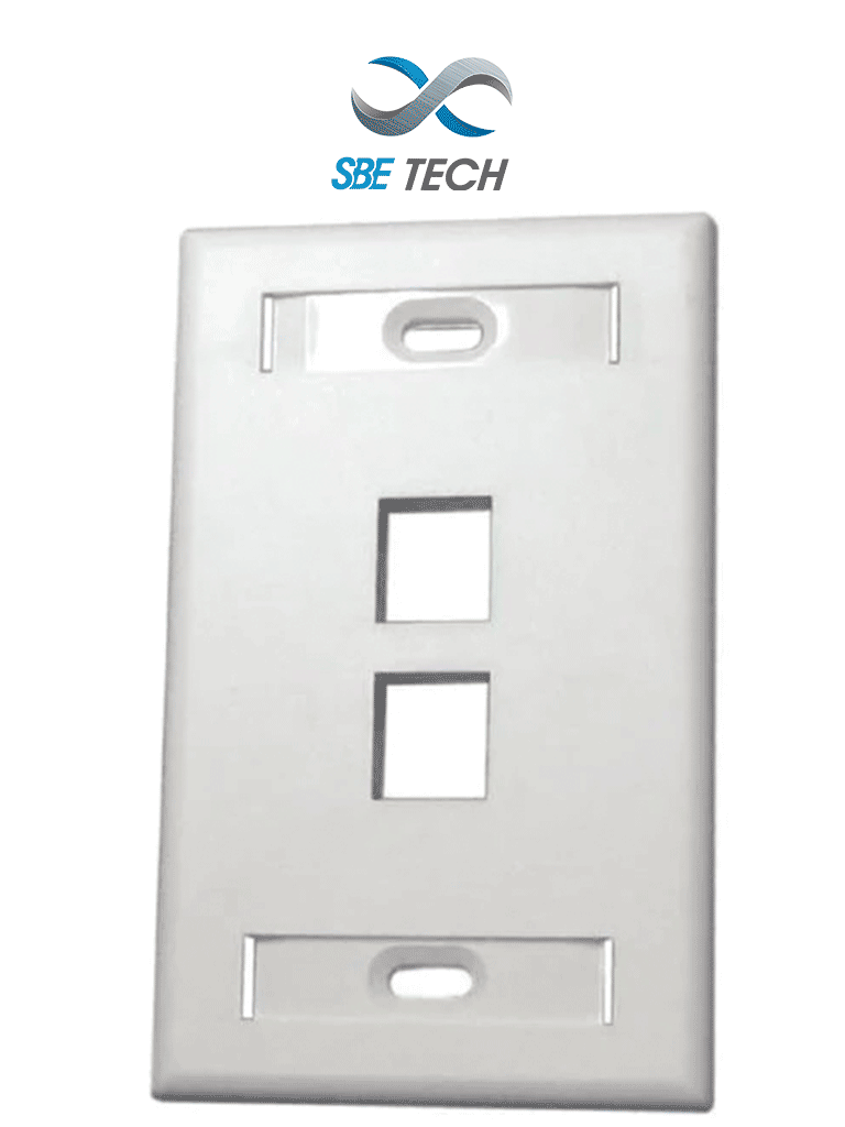 SBETECH SBE-2517-2P-WT - Placa de pared de 2 puerto color blanco para conectores Jack rj 45 keystone
