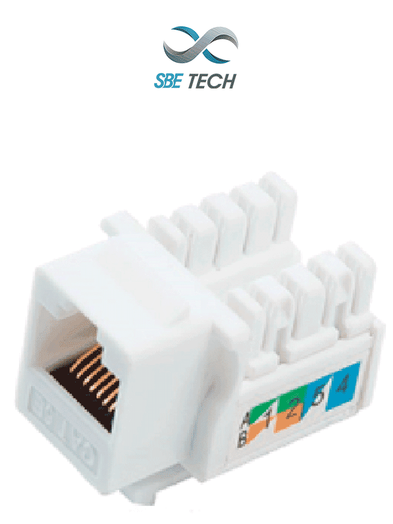 SBETECH 2302WT- Módulo jack keystone RJ45 8 hilos CAT 5e compatible con calibres AWG 22-26 color blanco