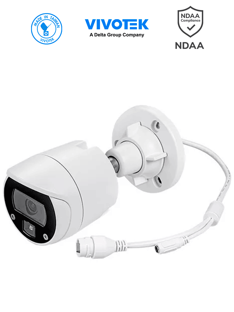 VIVOTEK IB9369 - Cámara IP bullet exterior 2 MP lente fijo 2.8mm Iluminadores Smart IR 30m WDR digital Smart Stream III Smart Motion 3DNR Ranura MicroSD IP66 IK10 NDAA ONVIF