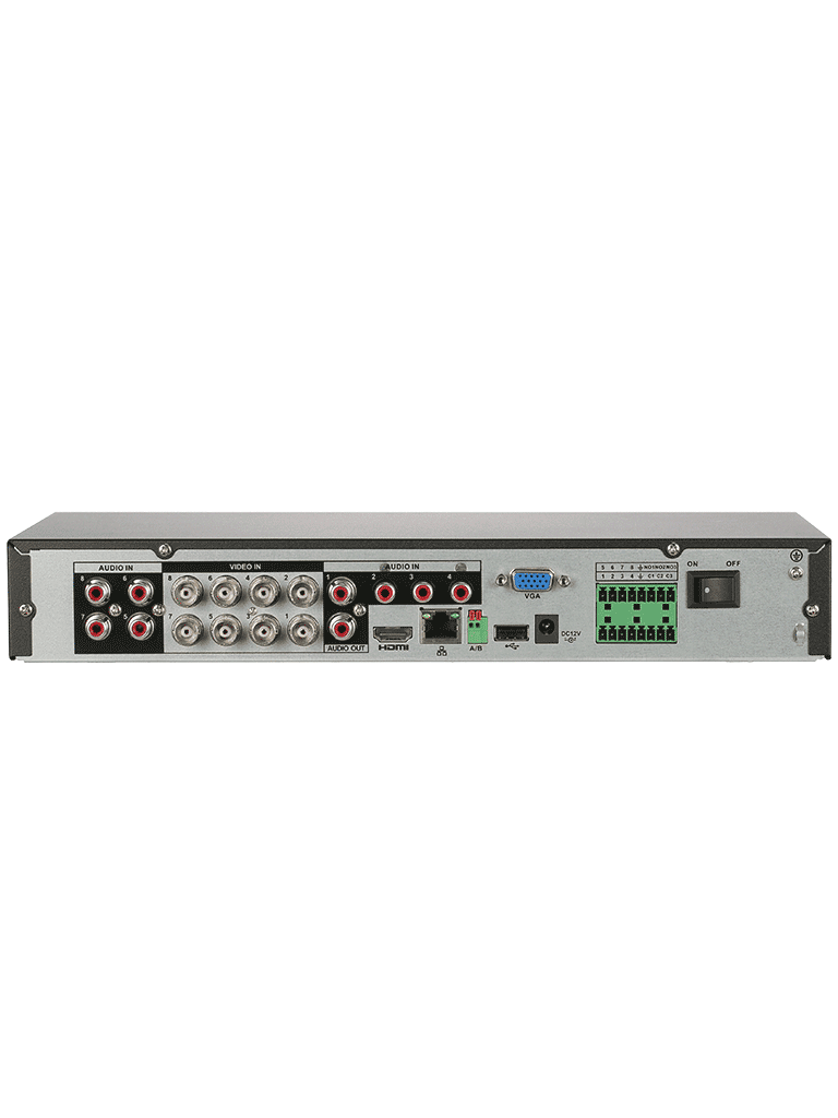 DAHUA XVR5108HE-4KL-I3 - DVR 8 canales 4K con tecnología WizSense y compresión H.265+. Admite 8 canales HDCVI + 8 IP reconocimiento facial en 2 canales SMD Plus protección perimetral 1 SATA de hasta 16 TB 8 entradas y 3 salidas de alarma. #ProH