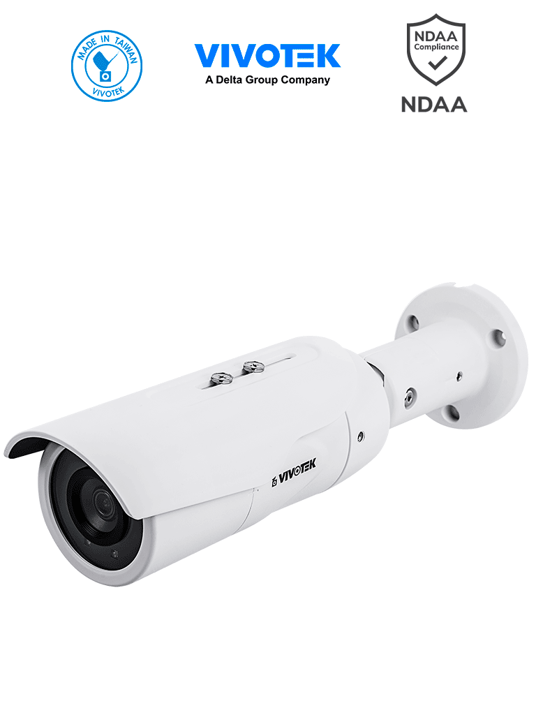 VIVOTEK IB9389-EH-v2 - Cámara IP bullet exterior 5 MP H.265 lente fijo 3.6mm WDR Pro Smart IR 30m visión SNV Smart Stream III ciberseguridad Trend Micro Smart Motion protección IP66 e IK10 certificación NDAA y compatible con ONVIF #TM