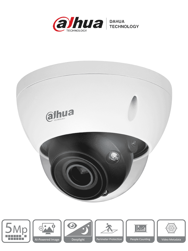 DAHUA IPC-HDBW5541E-ZE - Cámara IP Domo 5MP con WizMind y Lente Motorizado 2.7-13.5 mm LED IR 40m 114° H.265+ Metadatos SMD 3.0 Acupick E/S de Alarma y Audio Micro SD IP67 IK10 ePoE. Ideal para seguridad avanzada.