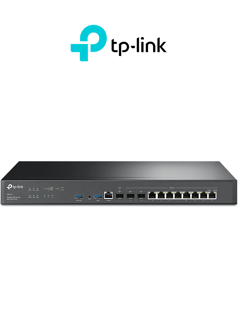 TP-LINK ER8411 - Router VPN Omada 1 puerto WAN 10G SFP+ 1 puerto WAN/LAN 10G SFP+ 1 puerto WAN/LAN 1G SFP+ 8 puertos WAN/LAN GE ZTP Administracion Centralizada Secure VPN Firewall potente Filtrado de IP/MAC/URL enlace IP-MAC #TP9