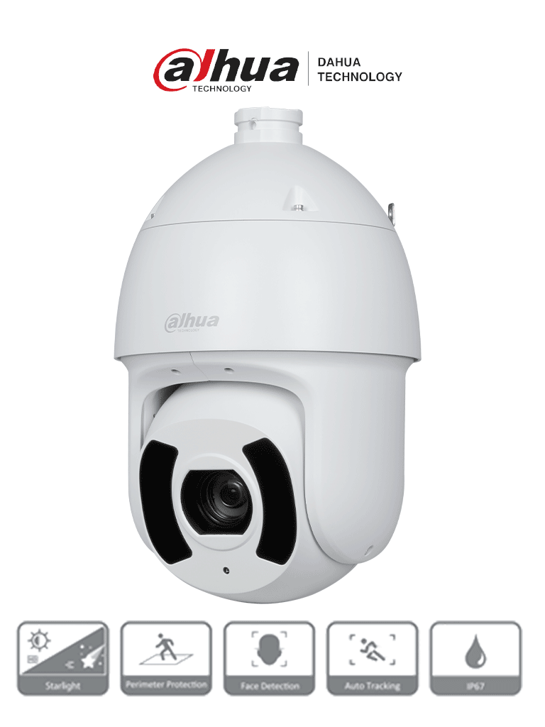 DAHUA DH-SD6CE245GB-HNR - Cámara IP PTZ 2MP con WizSense zoom óptico 45x Starlight IR 250m Autotracking 3.0 SMD 4.0 detección de rostros protección perimetral PoE+ IP67 IK10 #IMD